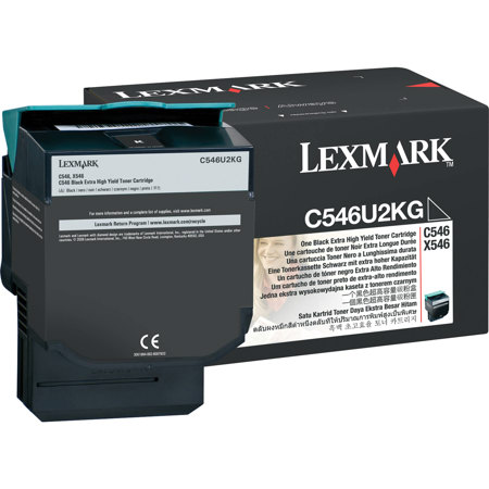 Lexmark C546U2KG Black Extra High Yield Toner Cartridge, 8000 Pages Yield