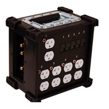 Lex 100 Amp CineBox, Single Phase Feed Thru Distribution, 5 Duplex Receptacles