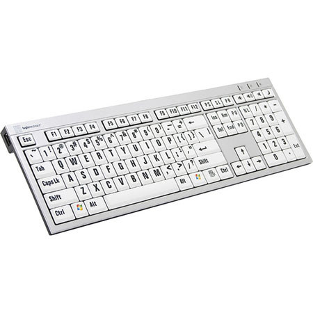 LogicKeyboard XLPrint PC Slim Line Keyboard, Blk on Wht
