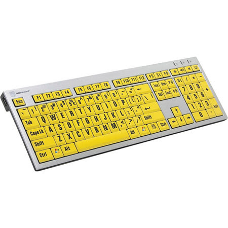 LogicKeyboard XLPrint PC Slim Line Keyboard, Blk on Ylw