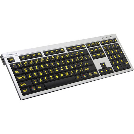 LogicKeyboard XLPrint PC Slim Line Keyboard, Ylw on Blk