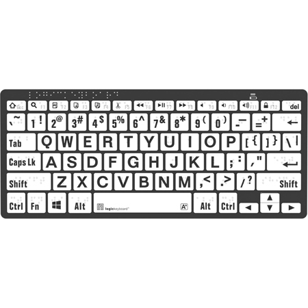 LogicKeyboard PC Bluetooth Braille/LargePrint Keyboard, Black On White