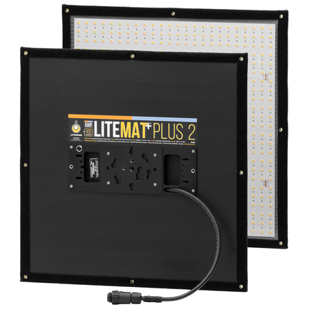LiteGear LiteMat Plus 2 21x21" 100W Bi-Color LED Light Head Kit with LiteDimmer Plus DC100G Controller, Gold Mount