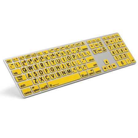 LogicKeyboard Large Print Apple Advance Keyboard, Black on Yellow