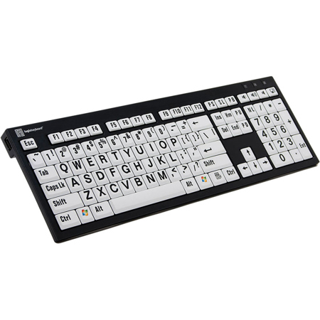 LogicKeyboard XL Print NERO PC Slim Line American English Keyboard, Black/White