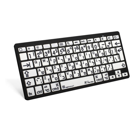 LogicKeyboard XL Print Wireless Bluetooth 3.0 Mini Keyboard, English/Hebrew