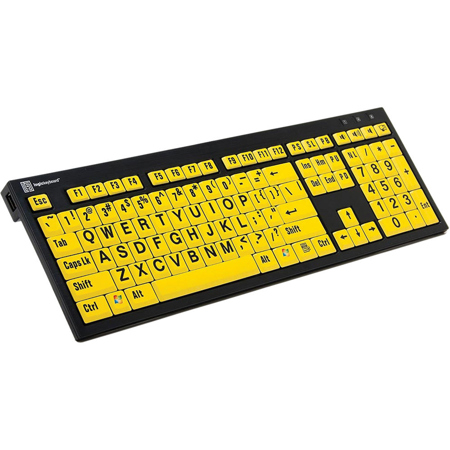 LogicKeyboard XL Print NERO PC Slim Line American English Keyboard, Black/Yellow