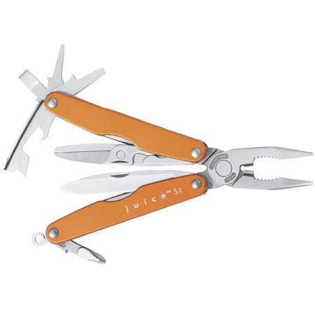 Leatherman Juice S2 Multi-Tool, Stainless Steel with Needlenose Pliers Head, & Eleven Components, Orange Finish, Overall Length 3.25" Closed, with Gift Box