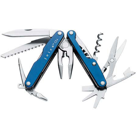 Leatherman Juice Cs4 Multi-Tool, Stainless Steel with Needlenose Pliers Head, & Fourteen Components, Glacier Blue Finish, Overall Length 3.25" Closed.