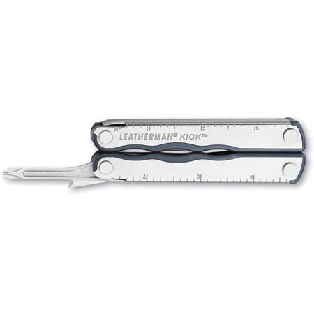 Leatherman Kick Multi-Tool, Stainless Steel with Needlenose Pliers Head & 12 Components with Nylon Sheath and Removable Pocket Clip, Closed Length 4"