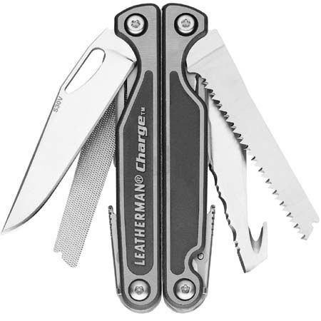 Leatherman Charge TTi Multi-Tool, Stainless Steel with Needlenose Pliers Head & 19 Components with Nylon Sheath and Gift Tin, Closed Length 4"