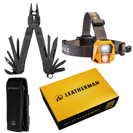 Leatherman Super Tool 300 EOD Multi-Tool, Black, Bundle with RucPac Professional Tech LED Headlamp