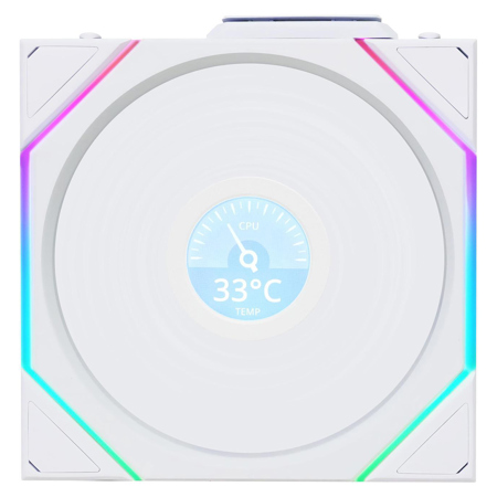 Lian-Li UNI FAN TL Wireless 1.6" LCD 120mm ARGB Case Fan with Reverse Blade, White