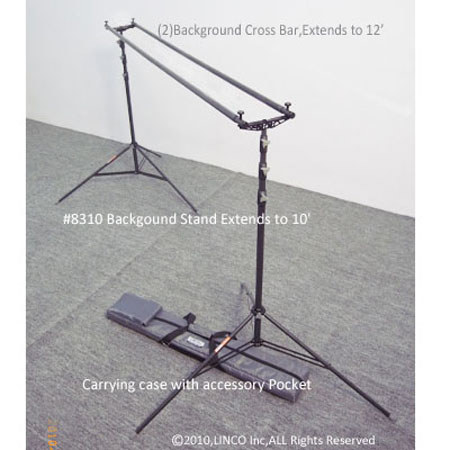 Linco 9 x 15' Portable Background Support, Triple Mount - Black