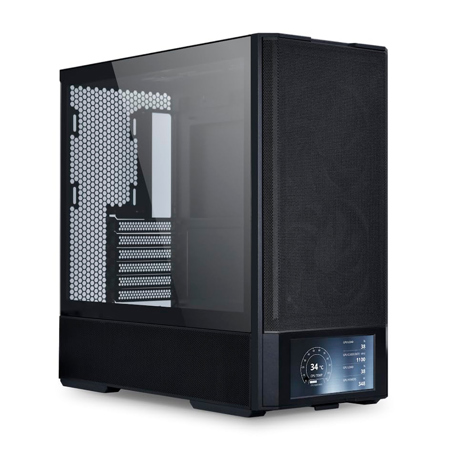 Lian-Li LANCOOL 207 Digital Tempered Glass M-ATX Mid-Tower Computer Case with 6" Display, Black