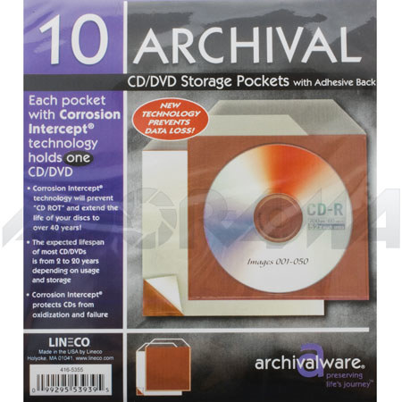 Lineco 4165355 Archival Pockets with Adhesive Backing