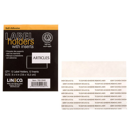 Lineco 7803040 Label Holder 3in x 4in - Package of 12