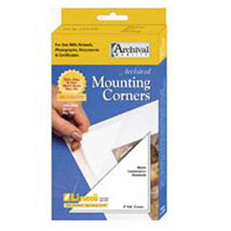 Lineco Polypropylene Mounting/Framing Corners, Standard View, 3", 100-Pack