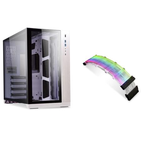 Lian-Li PC-O11DW Dynamic Strimer 24 PINS Edition Mid Tower Computer Case, White