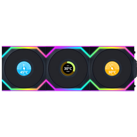 Lian-Li UNI FAN SL Wireless 1.6" LCD 120mm RGB Case Fan w/Reverse Blade, 3-Pack