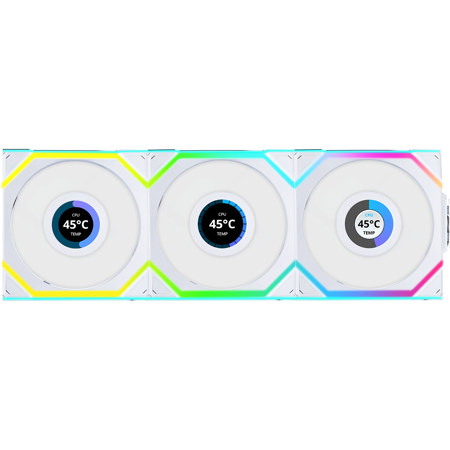 Lian-Li UNI FAN SL Wireless 1.6" LCD 120mm RGB Case Fan with Reverse Blade and Controller, 3-Pack