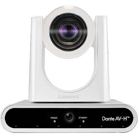 Lumens VC-TR60A Dante AV-H 4K Dual-Lens HDMI/IP/USB 12x PTZ Camera, TAA White