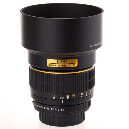 Bower 85mm f/1.4 Lens for Pentax, with Hood, Case