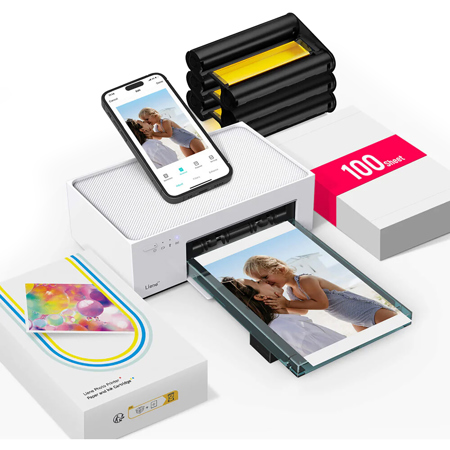 Liene Amber M100 Instant Photo Printer with 3x Ink Cartridges Refill, White