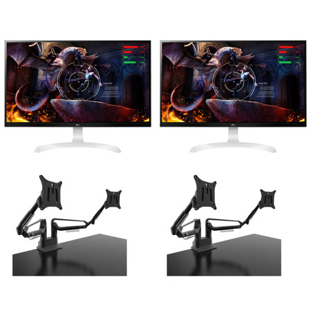 LG 2 Pack 27UD69P 27" Class IPS 4K Ultra HD LED Monitor White W/2x Kanto Mount