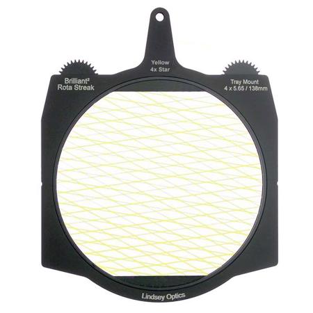 Lindsey Optics 4x5.65" Brilliant2 Rota-Streak Filter, 4 Point Star, Yellow