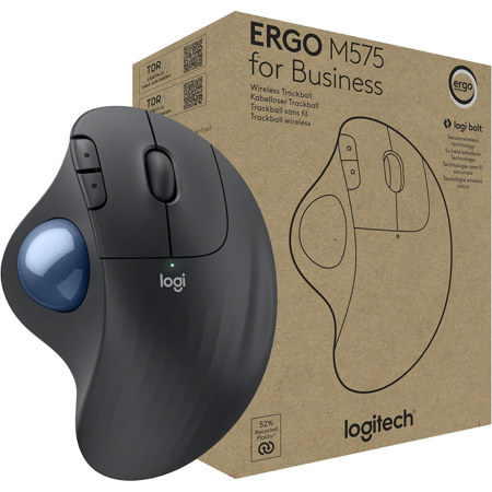 Logitech Ergo M575 Wireless Trackball Mouse for Business, Graphite