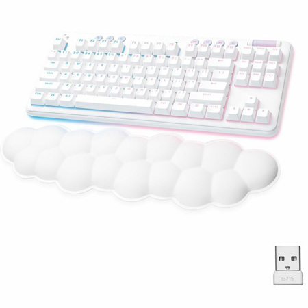 Logitech G G715 TKL LIGHTSPEED Wireless RGB Gaming Keyboard, GX Tactile, White