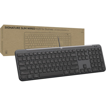 Logitech Signature Slim K620 Wired Keyboard for Business, Graphite
