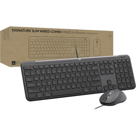 Logitech Signature Slim MK625 Wired Keyboard & Mouse Combo for Business,Graphite