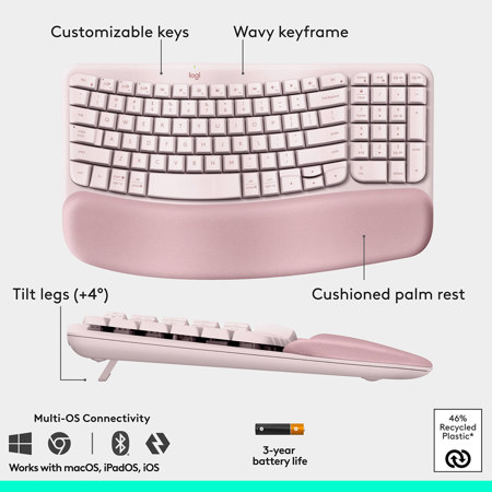 Logitech Wave Keys and Lift Ergonomic Wireless Keyboard & Mouse