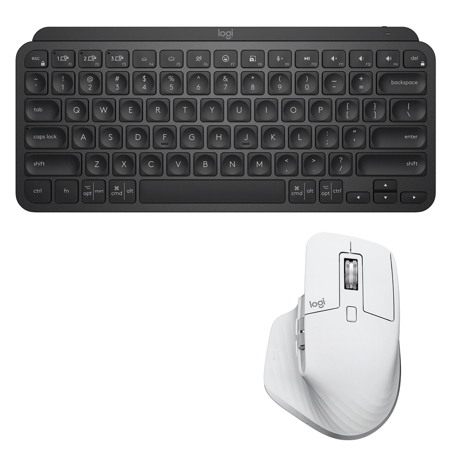 Logitech MX Keys Mini Wireless Keyboard, Black with MX Master 3S Pale Gray Mouse