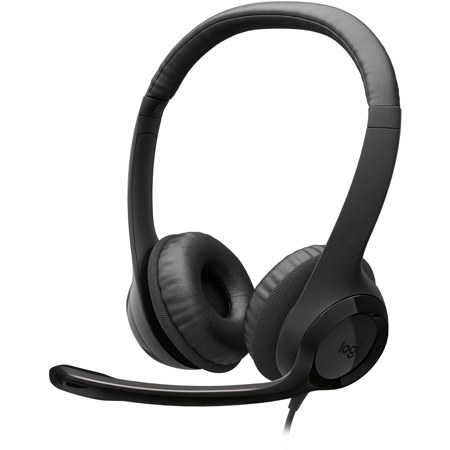 Logitech H390 USB-C Wired Closed-Back On-Ear Stereo Headset, Black