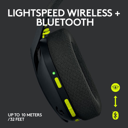 Logitech G G435 Lightspeed Wireless Gaming Headset, Black/Neon Yellow