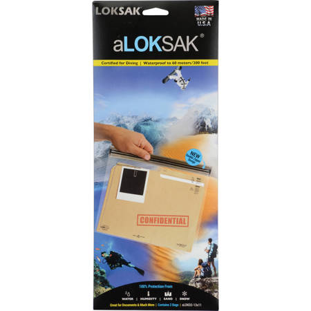 LokSak aLOKSAK 13x11" Waterproof Resealable Storage Bag, Pack of 2, Clear