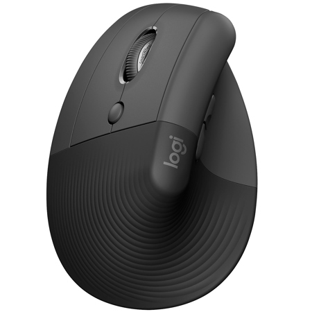 Logitech Lift Vertical Ergonomic Left-Handed Wireless Mouse, Graphite