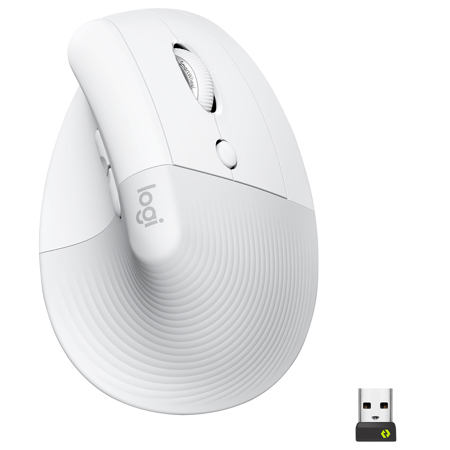 Logitech Lift Vertical Ergonomic Wireless Mouse, Pale Gray