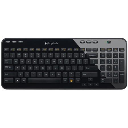 Logitech K360 Wireless Keyboard, Glossy Black