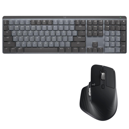 Logitech MX Mechanical Wireless Keyboard & MX Master 3S Mouse Set (Tactile QuietSwitches, Black) Bundle
