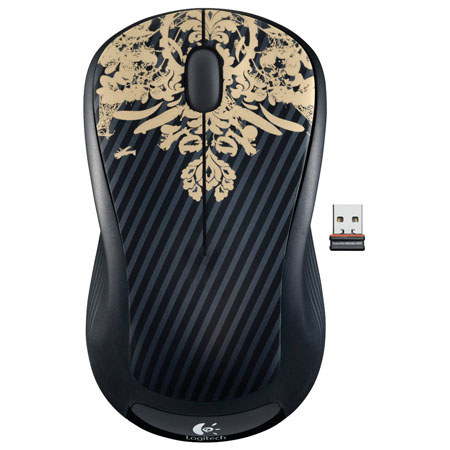 Logitech M310 Wireless USB Mouse - Black/Gold Victorian Wallpaper