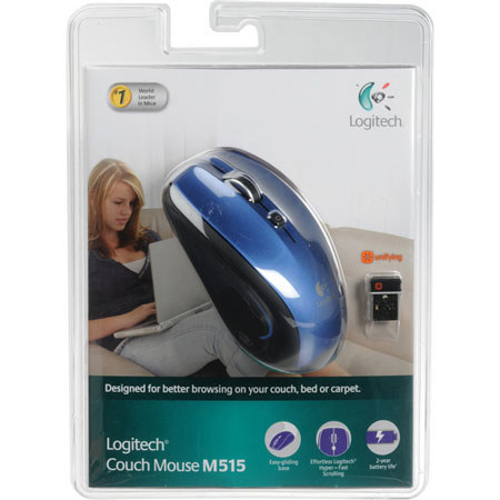 Logitech M515 Couch Mouse for PC/MAC, USB, Blue