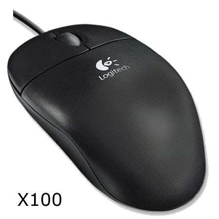 Logitech SBF-96 Optical Mouse, 100 Pack, Black