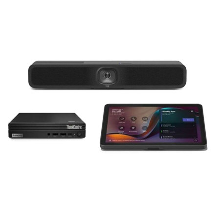 Logitech MeetUp 2 4K All-in-One Conferencing Camera with Lenovo ThinkSmart Tiny Mini PC and 10.1" TAP Touch Controller with USB Kit for Small Microsoft Teams Meeting Room