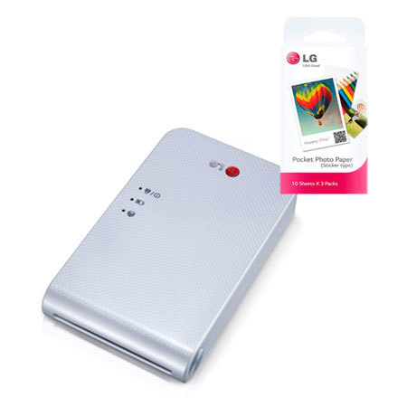LG PD239W Pocket Photo Printer with Pocket Photo Ticker Printer Paper 30 Pack