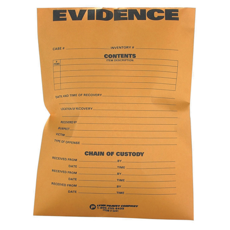 Lynn Peavey 9x12" Manila Evidence Envelope, 100 Pack