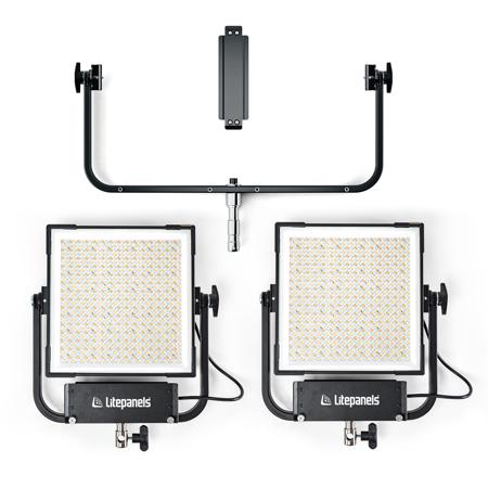 Litepanels Gemini 1x1 Hard Dual Array Light Kit w/2x 200W RGBWW LED Panel & Yoke